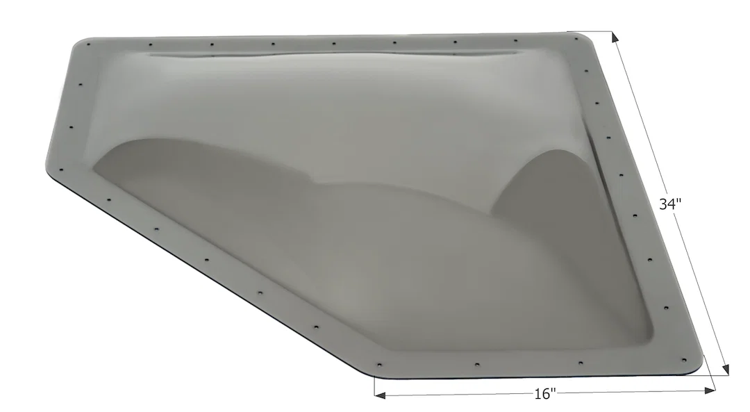 12111 – ICON Skylight, 4 Inch High Bubble Type Dome Neo Angle For 30 Inch Length x 13 Inch Width Opening 34 Inch Leng...